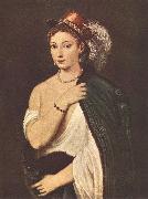 TIZIANO Vecellio Portrait of a Young Woman r oil on canvas